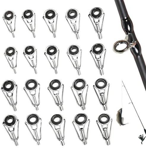20 Stück Rutenspitzen Reparaturset, Angelrute Reparatur Zubehör Kit, Edelstahl Ersatz Rutenspitze, Angelrutenführung Führungsringe Für Süßwasser Salzwasser Angelliebhaber