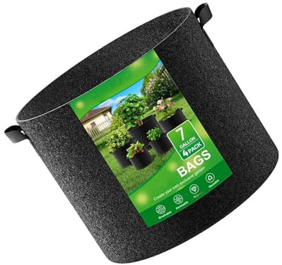 Pocoiau 4 Stück Vlies-Pflanzen-Wachstumsbeutel, wiederverwendbar, Gartenbehälter, optimale Wurzelbelüftung für Blumen, Pflanzsäcke