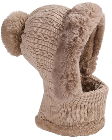 Generisch Gorro de invierno para mujer, protección facial a prueba de viento, gorro de invierno, incluye bufanda, para senderismo y ciclismo, viajes, ciclismo, snowboard, para mujer, abuela, madre
