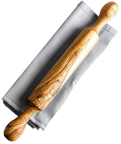 Rouleau à Pâtisserie, Bois d'Olivier, Artisanal, Fait à la Main, 36 cm et 42 cm (42 Cm)