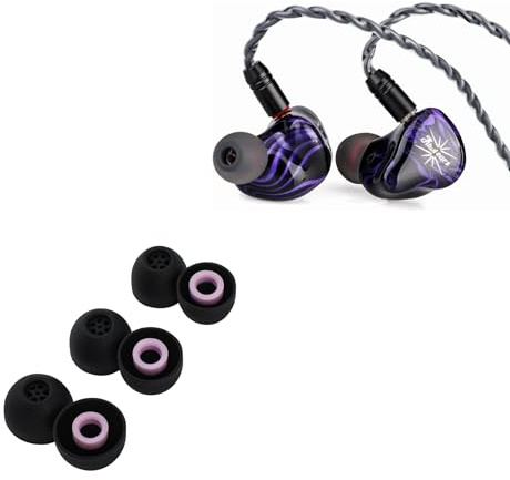 Linsoul Kiwi Ears Quartet 2DD+2BA Hybrid In-Ear Monitor, auricolari HiFi con guscio in resina+Kiwi Ears Flex Earbud Tips, puntali di ricambio in silicone IEM