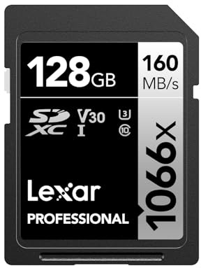 Lexar Scheda SD Professionale 1066x da 128 GB, SDXC UHS-I fino a 160 MB/s in Lettura, 120 MB/s in Scrittura, V30/U3/C10 per Fotocamere DSLR e Videocamere HD