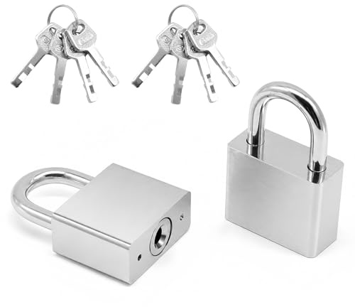 2 Pcs Shackle Padlocks with Keys Outdoor, 40mm Shed Padlock with Keys | Heavy Duty Outdoor Locker Padlocks, High Security Padlock for Garden Shed Warehouse Garage Gate Suitcase [8 Keys]
