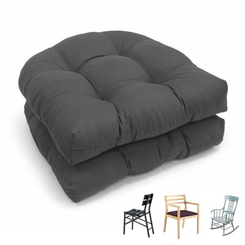 MeYuxg 2er Set Stuhlkissen Outdoor Sitzkissen, 48 x 48 x 8 cm Sitzkissen Halbrund, Wasserfest Balkon Kissen, Esszimmerstuhl Gartenstuhl Sitzpolster Indoor für Büro Gartenstühle und Rattansessel