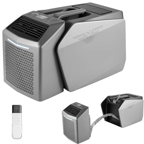 VEVOR Condizionatore Portatile da Campeggio 4850 BTU, Climatizzatore a Doppio Tubo per Tenda e Camper, con Telecomando e Controllo Touch, Temperatura Regolabile 16-32℃, Portata d’Aria 200 m³/h, 58dB