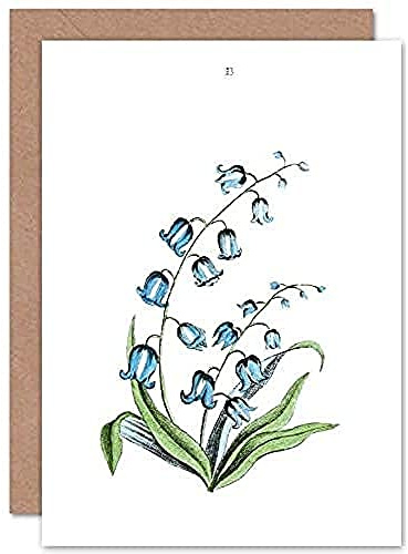 Fine Art Prints Flower Bluebells Illustration Greeting Card With Envelope Inside Premium Quality, Blue, purple, green