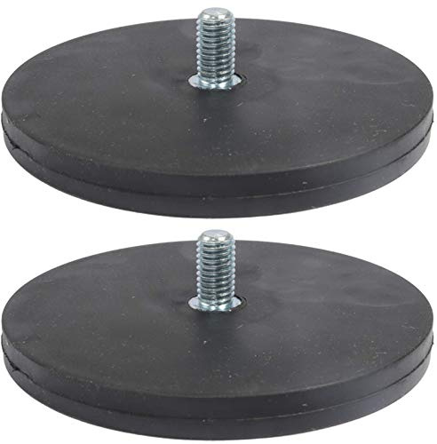 2 Stück Neodym Magnete Gummiert D 88mm Mit M8 Außengewinde 42 KG Zugkraft Flachgreifer Magnet Scheibe Topfmagnet Gummi Runde Magnete mit Gewinde für Schrauben Öse oder Haken
