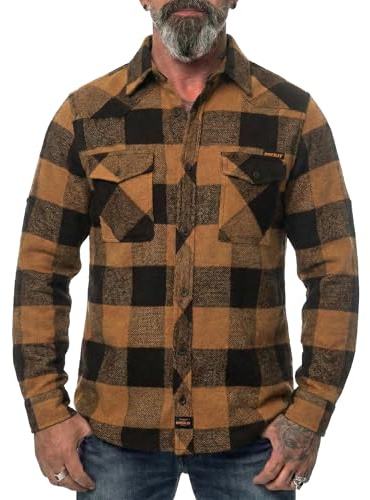 ROCK-IT Apparel® Chemise en Flanelle à Carreaux pour Hommes Manches Longues Chemise de bûcheron Chemise à Carreaux de qualité supérieure Chemise décontractée Chemise Tailles S-5XL Noir/Marron 4XL