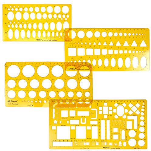 Artway Stencilmallar blandade flexibla plastmallar, orange, – set med 4
