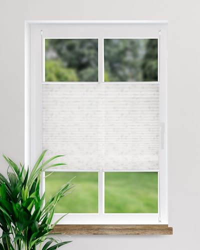 DECOLIA by Garesa Fenster Klemmfix Plissee ohne Bohren Blätter Motiv 90 x 130 cm, Grau - Lichtdurchlässiger Fenster Sichtschutz und Fenster Deko, Faltrollo
