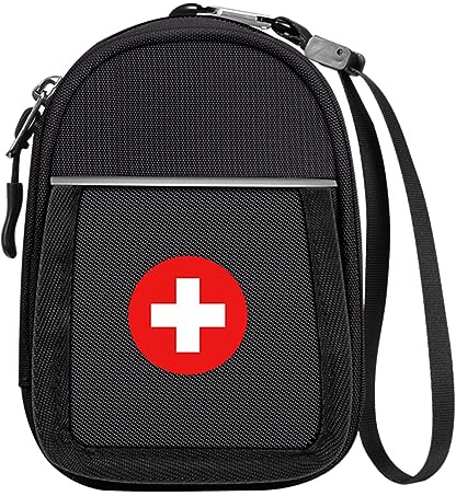 SITHON Kleine Medizintasche - Isolierte Medikament Tasche Organizer für Auvi-Q, Nasenspray, Allergie-Medikamente, Asthma-Inhalator, Notfalltasche für Kinder Erwachsene Reise Schule Camping, Schwarz