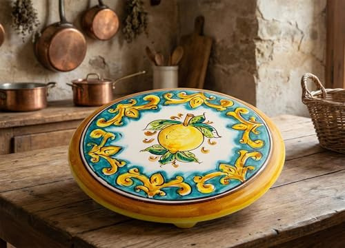 ILAB Dessous de plat en céramique décoré à la main par des ceramistes siciliens de Saint Stefano de Camastra limoni Art 19