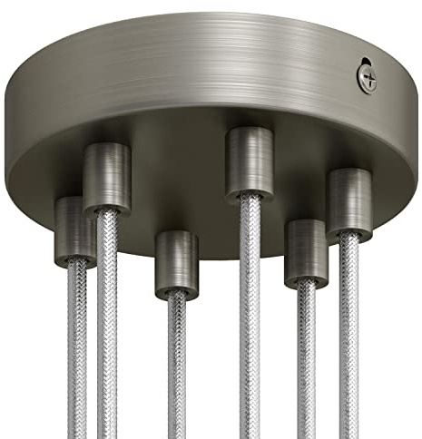 creative cables - Kit zylindrischer Metall-Lampenbaldachin mit 6 Löchern - Zylindrisch, Titan satiniert