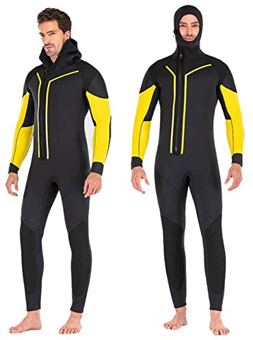 MYENA Neoprenanzüge Ultra Stretch 7 mm Neoprenanzug für Herren, Warmer Ganzkörper-Tauchanzug mit Frontreißverschluss zum Schnorcheln, Tauchen, Schwimmen, Surfen,Schwarz,XXL