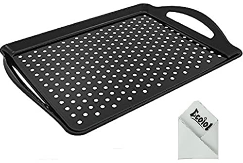 ECOIOU Plateau de service alimentaire antidérapant avec poignées, rectangulaire, antidérapant, non toxique, passe au lave-vaisselle pour collation, fruits, dessert, boisson de petit déjeuner,