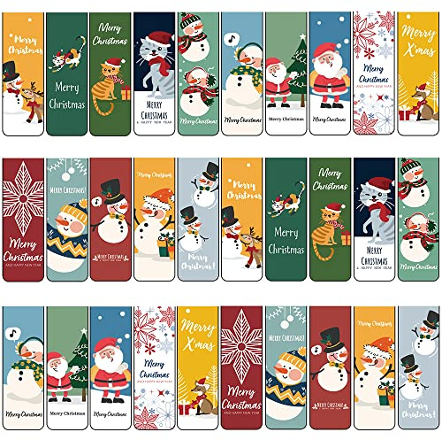 30 Stück Lesezeichen Weihnachten,Lesezeichen Magnetisch,Lesezeichen mit Schneemann Weihnachtsbaum Muster,Magnetische Lesezeichen Kinder,Magnetlesezeichen,Magnetic Bookmark,Markierungen lesezeichen