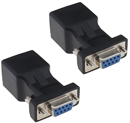 EMSea 2 Stück 9-Pin RS232 DB9 auf RJ45 serieller Adapter DB9 Buchse auf RJ45 Buchse Ethernet Konverter für Standard 9-Pin D-Sub RS-232 Geräte Computer Laptop Drucker