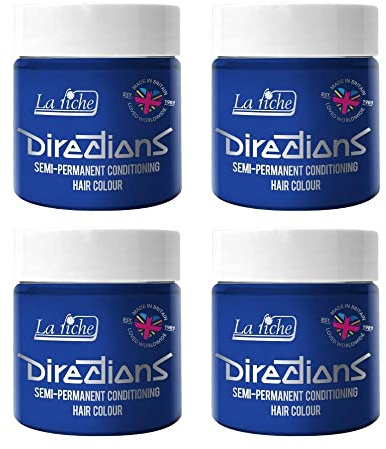 La Riche Directions Semipermanente Haarfarbe 100 ml Dose 4 Packung (Atlantic Blue)