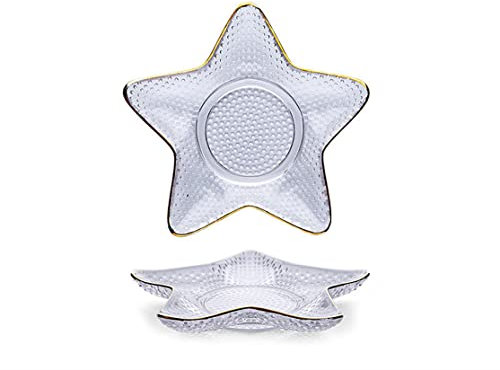 Piatti da insalata in vetro da 15,5 cm, piatti piani, piatti per pasta, dessert, antipasti, sushi, frutta (piatto con stelle marine)