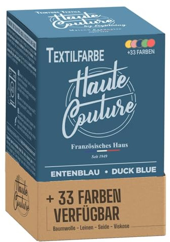 Tinte Textile Azul – Haute Couture – 33 colores – Todo en uno – 350 g – Ropa y Tejidos – Azul Pato
