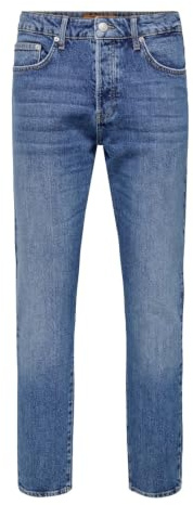 Only & Sons Herren Denim Jeans Regular Fit 5-Pocket Style Hose Verkürzt mit Knopfleiste ONSYOKE
