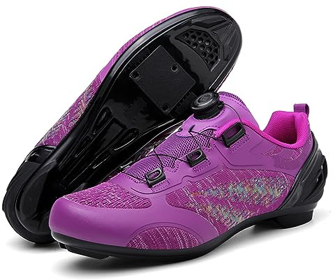 PENXZT Fahrradschuhe Damen Rennradschuhe Atmungsaktiv rutschfest Radschuhe Kompatibel mit Look SPD SPD-SL Delta Lock Pedal Peloton Schuhen