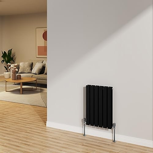 NRG 600x408mm Nero Radiatore Orizzontale Pannello Piatto Bagno Designer Doppio Rad Riscaldamento Centralizzato