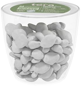 Tecnokit Tera Pietre biance per vasi e acquari, ciottoli Decorativi Colorati in plastica, sassolini da Giardino Bianchi, Dimensioni 3 cm (Small Pot Pack, Bianco)
