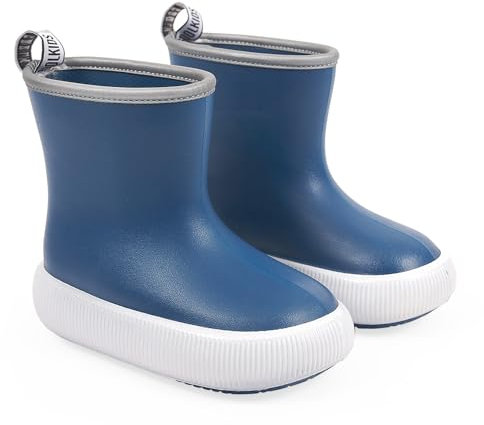 PERLETTI Stivali Pioggia Bambino Bambina Suola Spessa Antiscivolo - Stivaletti Bimbo Bimba Impermeabili Ultra Leggeri - Galosce Bambini Asilo Scuola Materna Bordo Catarifrangente (Blu, 24/25 EU)