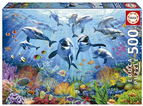 Educa - Puzzle von 500 Teilen für Erwachsene | Party am Meeresgrund. Messung: 48 x 34 cm. Beinhaltet die puzzlekleber FixPuzzle. Seit 11 Jahren (19901)