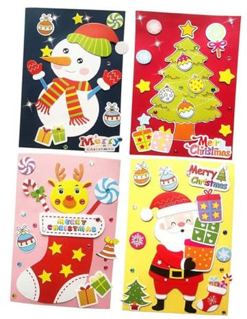 NUOBESTY 4set Materiali Per Creare Biglietti Di Auguri Natalizi Fai Te Accessori Per Card Making Per Famiglie e Regali Di Natale Creativi