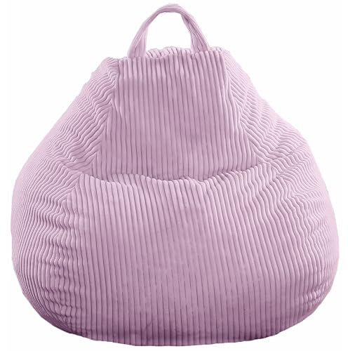 bananair - Puff Salón de Pana - Suave y Cómodo, con Relleno Incluído - Funda Lavable - Puff Pera Práctico y Fácil de Transportar - Bean Bag Versátil, Puff Gamer, Niños (120 x 100 cm, Violeta Lila)