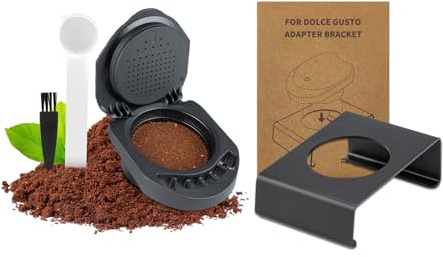 FOVNOT Reusable Capsule Adapter for Dolce Gusto, Food-Grade | Refillable Coffee Capsule Converter, with Adapter Bracket, Fits Piccolo XS/EDG 305/EDG 606.S/Genio S/Mini