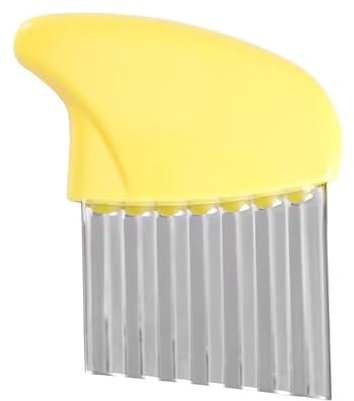 1 taglierino ondulato giallo in acciaio inox, resistente e di lunga durata, per patate, carote, verdure, affettatrici, affettatrici, utensili da cucina per casa, cucina, campeggio, mandoline e