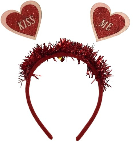 Maxtonser Zarter Haarreif für Bankett-Partys, mit Herz, für Mädchen, Valentinstag, mit Lametta, Haar-Accessoire, Kiss me
