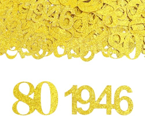 GoldRock Konfetti 80 Geburtstag Deko Groß 3,5-5cm,100 Stk Streudeko 80 Geburtstag,Deko 80 Geburtstage Frau Mann 1946,Glitzer Tischdeko 80. Geburtstage,Dekoration 80er Geburtstags,Deco 80 Konfetti Gold