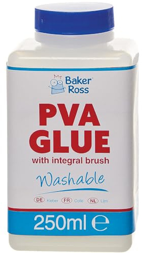 Baker Ross FN284 PVA Glue with Integral Brush - Pack of 1, Spreadable Glue for Arts and Crafts