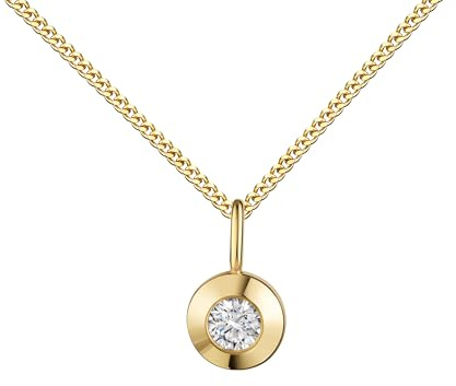 JEVELION Kleiner Zirkonia Gold-Anhänger 333 Gelbgold für Damen mit Kette oder ohne Kette wählbar + Schmuck-Etui + Echtheitszertifikat
