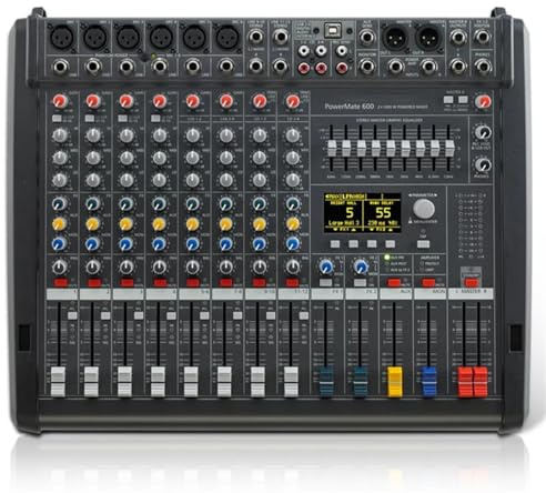 DJ Controllers, 1:1 Powermate PM600-3 Power Audio Mixer Console 2 * 1000W 4Ω Professional Powered Mixing 6+2Channel for Dj Professional Stage
