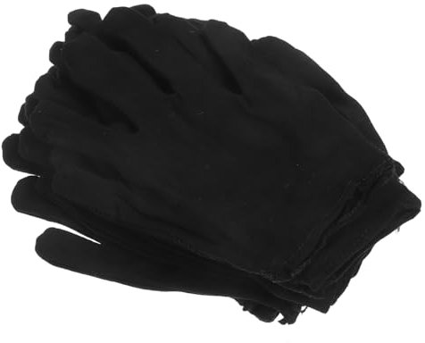 Generisch 6 Paare Industriehandschuhe Stoffhandschuhe Für Männer Weiße Baumwollhandschuhe Für Trockene Hände Weiße Fingerlose Handschuhe Weiße Paradehandschuhe Polyester Baumwolle Black