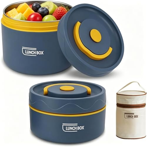 Flask per Alimenti Caldi, Contenitore Termico di Acciaio Inossidabile con Inserti Lunch Box Impilabile con Sacchetto Isolante, Contenitore Termico, per Conservare Zuppe (2Pcs Adatto al microonde)