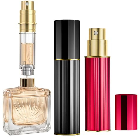 Perfume Atomiser 10ML Travel Perfume Bottle 2PCS Atomiser Spray Bottle | Refillable & Travel Size Perfume bottle Easy to Refill Travel Atomiser for Women Men（Black＆Red）