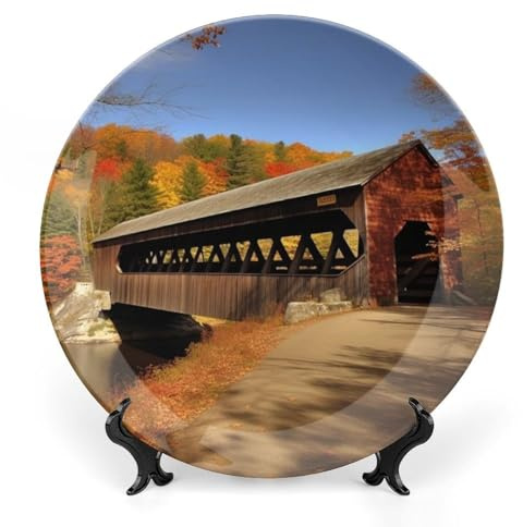 HETVBNS Albany Assiette décorative en porcelaine anglaise avec support de présentation - Décoration murale à suspendre - 20,3 cm
