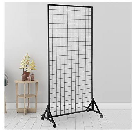 Schwarzer Drahtgitterturm mit Rädern für Zuhause, Geschäft, Kinderzimmer, 60 x 170 cm