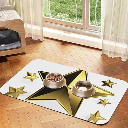 Gold Star Hundefuttermatten für Böden, 30,5 x 45,7 cm, rutschfeste, super saugfähige Haustierfuttermatte, Geschirrspüler-Hundematte für Futter und Wasser, niedlich, Gummi, schnell trocknend