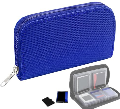 Porta Scheda | Custodia per organizzatore di schede di Memoria con Cerniera | Supporto Compatto con Slot Elastiche | Borsa Portatile per la Protezione delle schede, microSD