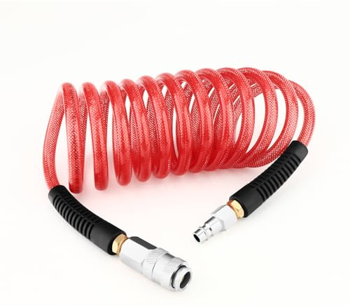 GASHER 1/4 x 3M Manguera de aire de poliuretano de 6mm de diámetro exterior con limitador de curvatura, acoplador rápido y enchufe de 1/4 Europa, para compresor de aire, red