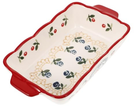 Healifty Plat de Cuisson Rectangulaire Surface Lisse et Robuste en Céramique Poignées pour Four et Micro-ondes Cuisine Familiale