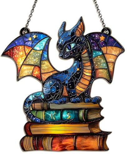 2D Drache Sonnenfänger, Buntes Acryl Fensterdeko Hängend, Fensterdekoration für Wohnzimmer, Schlafzimmer, Garten, Geschenke für Frauen, Kinder