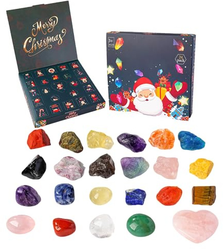Weihnachtskalender | Kristall-Adventsspielzeug – Natursteine Weihnachts-Countdown-Kalender | für Teenager, Mädchen, Erwachsene, Wohnzimmer, Schlafzimmer, Tisch, Urlaub, Fensterbank